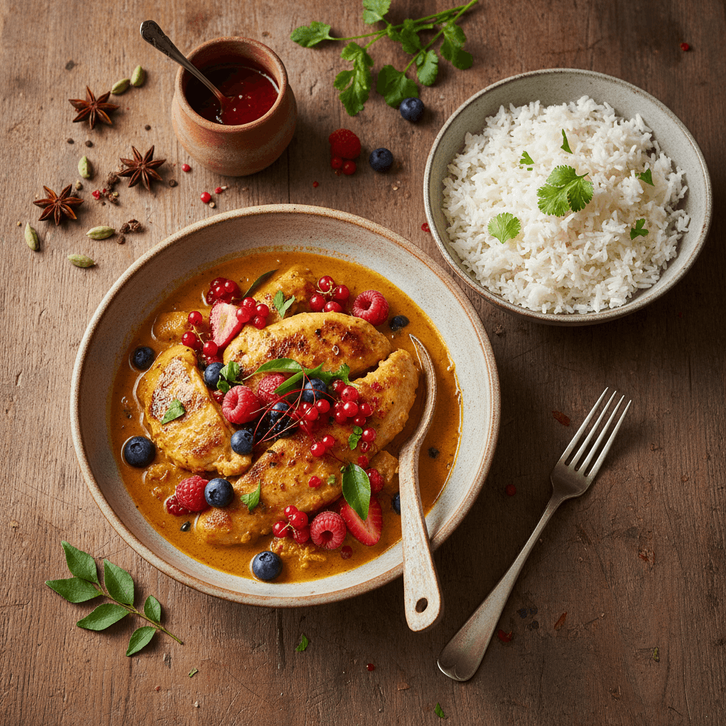 Curry de Poulet aux Fruits Rouges