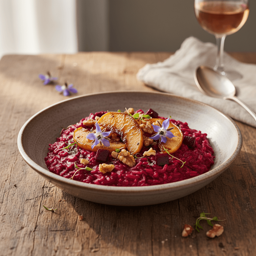 Risotto Créatif aux Betteraves, Pommes et Noix
