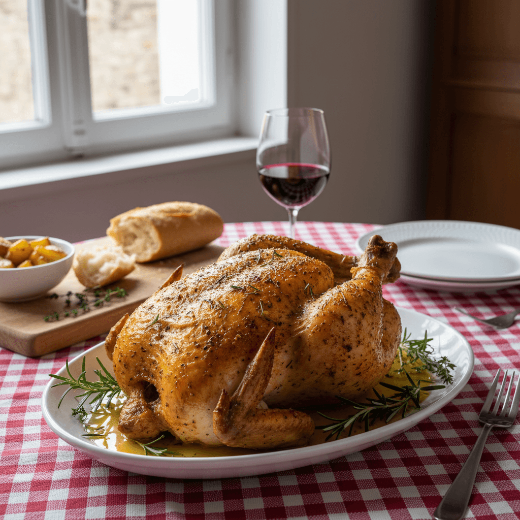 Poulet roti aux herbes