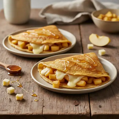 Crêpes Bretonnes Sucrées aux Pommes et Comté Fondu