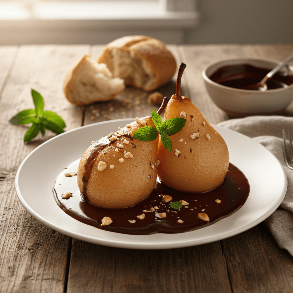 Poire Pochée au Chocolat
