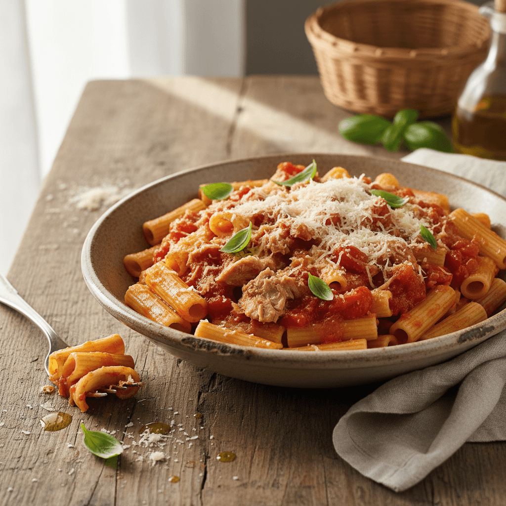 Pasta Thunfisch-Tomate-Parmesan