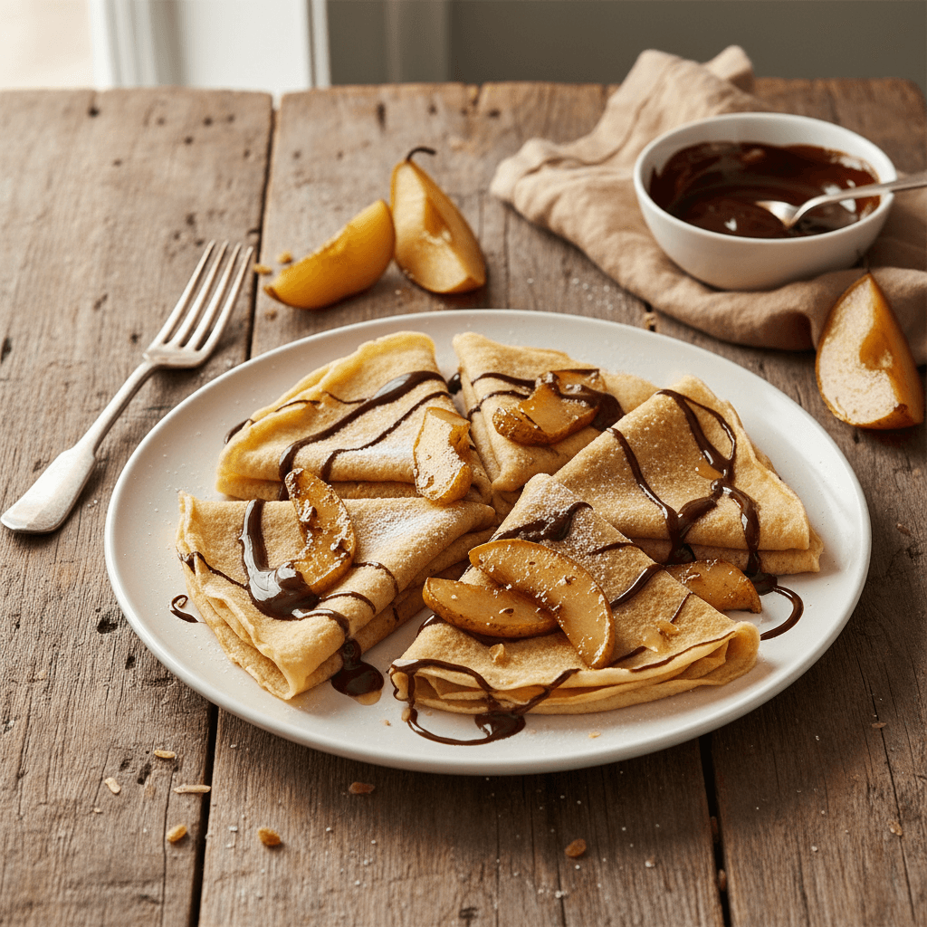 Crêpes mit Schokolade und Birne