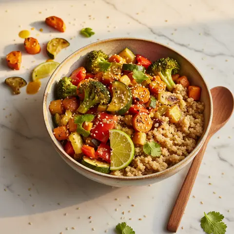 Buddha Bowl Quinoa-Légumes Rôtis au Lait de Coco