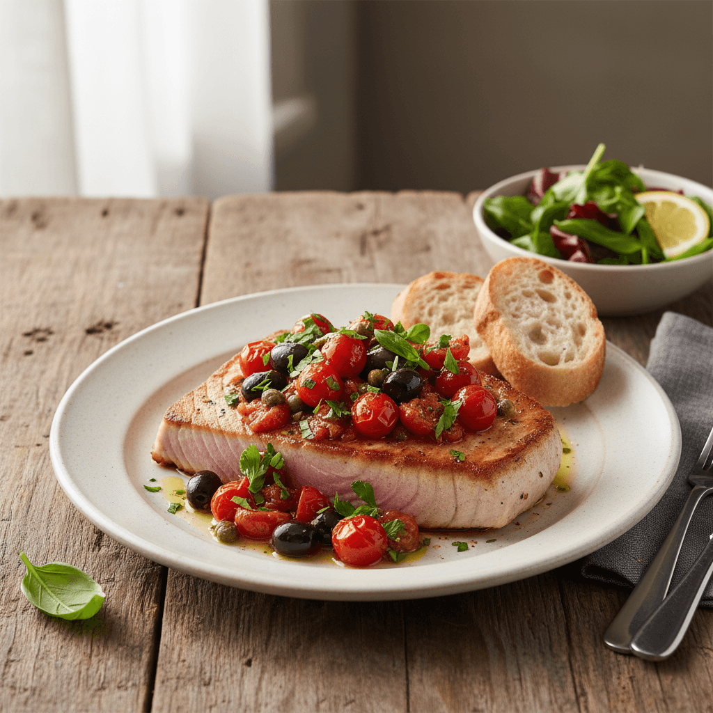 Pan-Seared Tuna Mediterranean Style