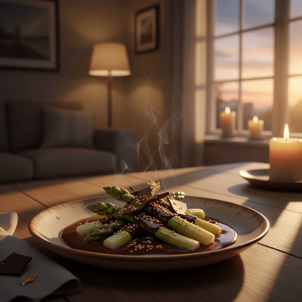 Sauté d'Asperges et Chocolat Noir (Dessert Gourmand)