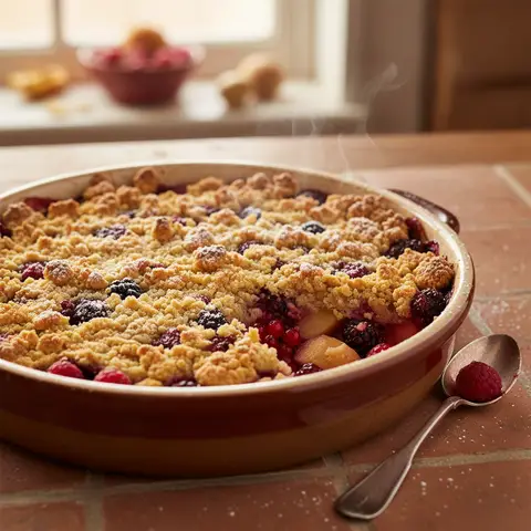 Crumble aux Fruits Rouges et Pommes