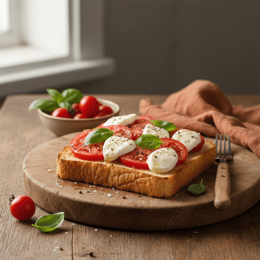 Crispy Tomato and Fresh Cheese Open-Faced Sandwich