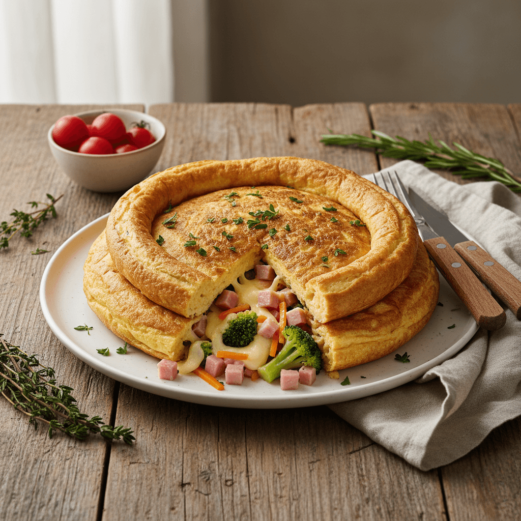 Ham and Cheese Omelet with Vegetables