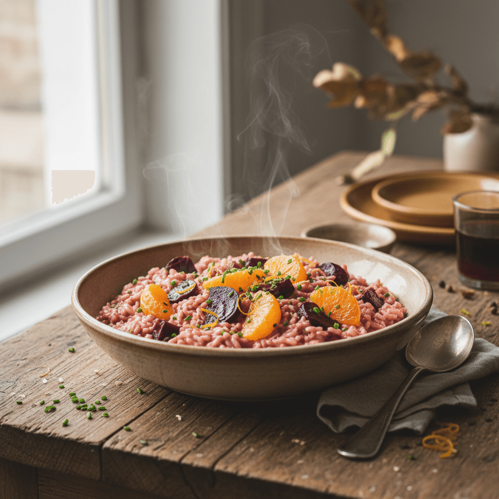 Italian-Style Risotto with Beets and Clementines