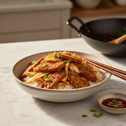 Sauté coréen de tempeh au gochujang et chou