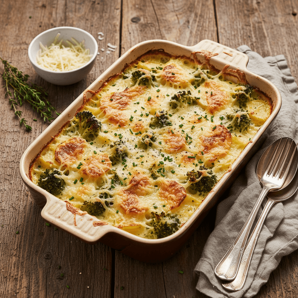 Brokkoli-Kartoffel-Gratin mit Gruyère