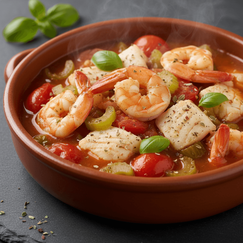 Cioppino aux fruits de mer et tomates