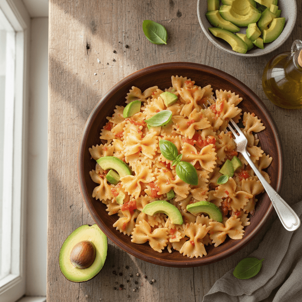 Pasta mit Tomate und Avocado