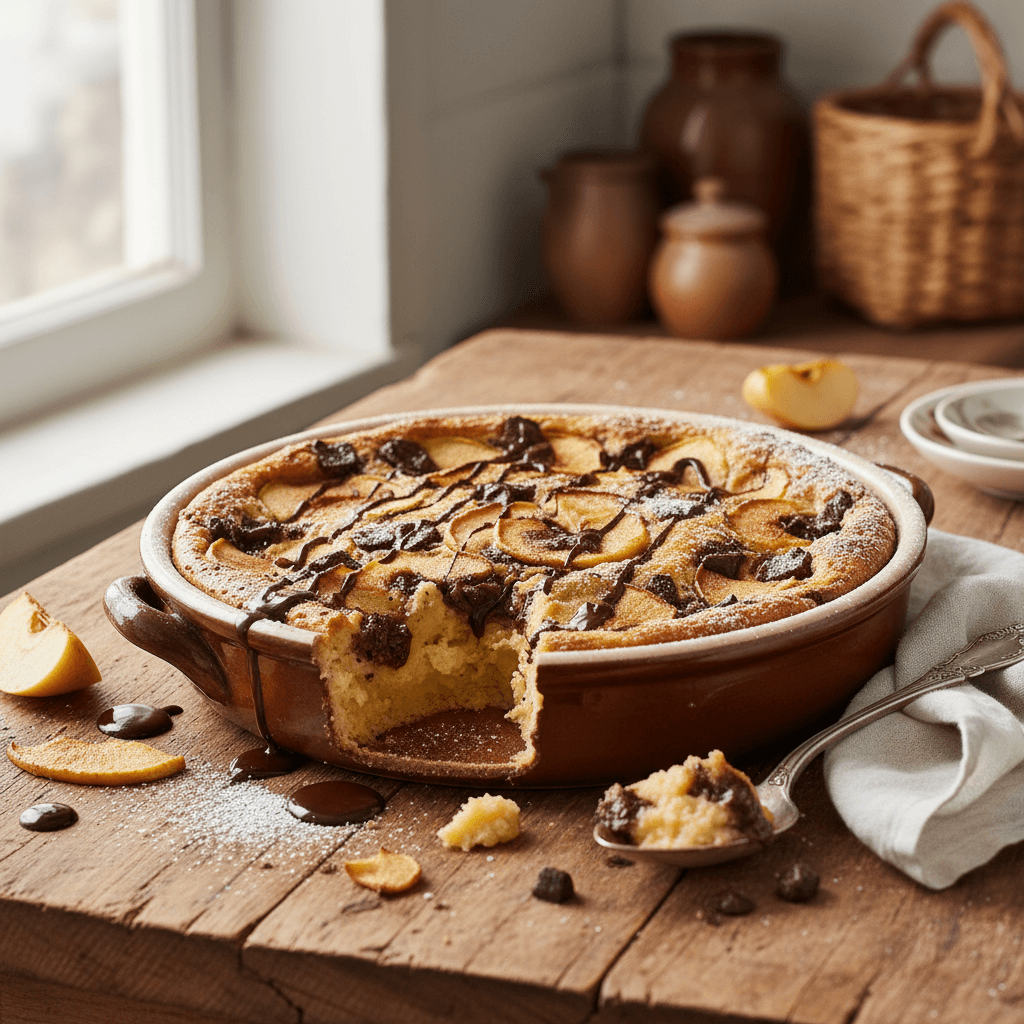 Apfel- und Schokoladendessert