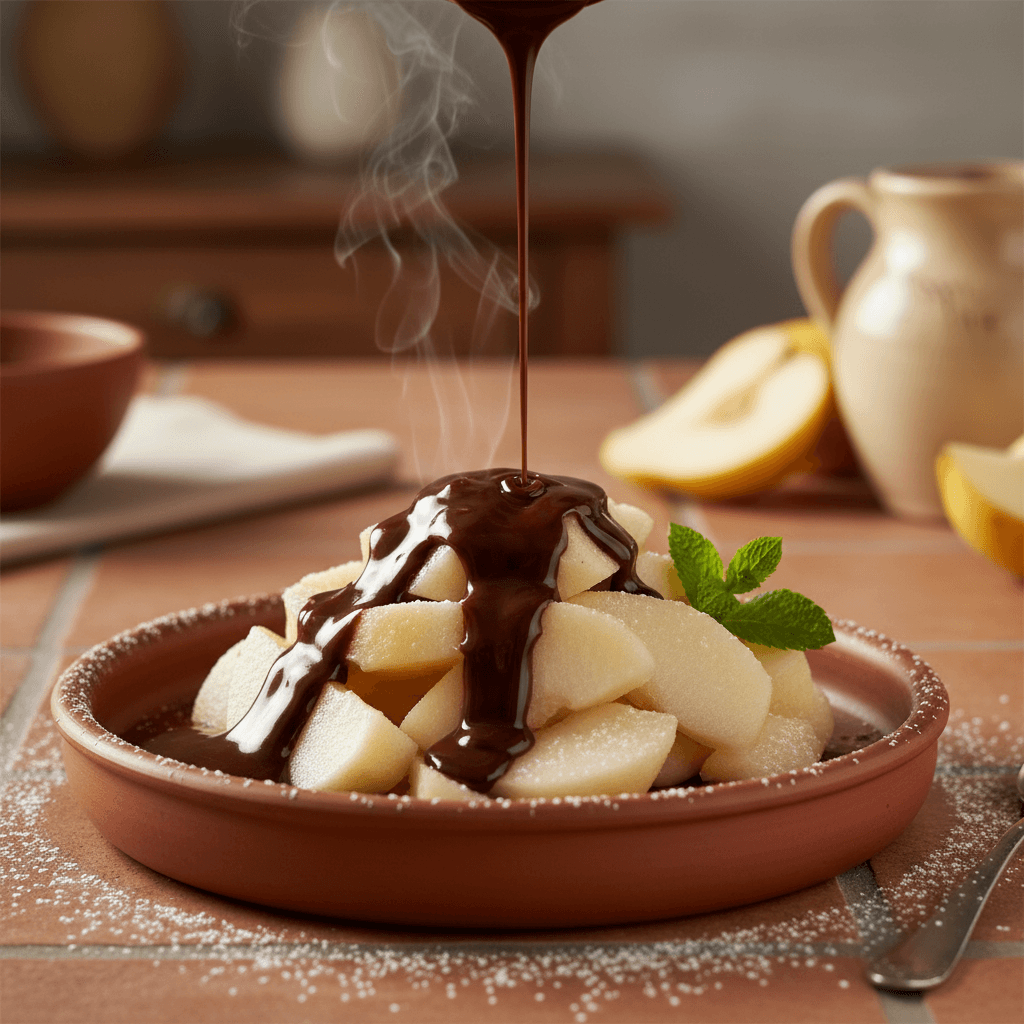 Sauce au chocolat et fruits