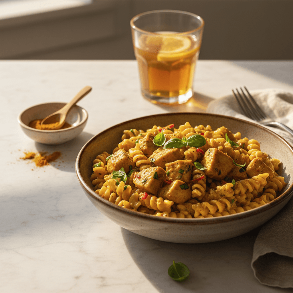 Pâtes au Curry et Poulet