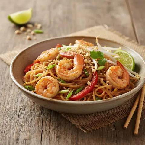Pad Thaï Simplifié aux Crevettes
