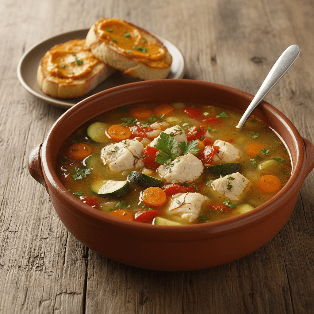 Mediterranesuppe mit Fisch