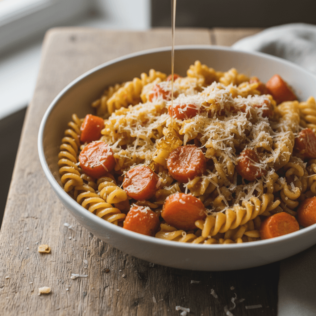 Pasta mit gerösteten Karotten und Honig