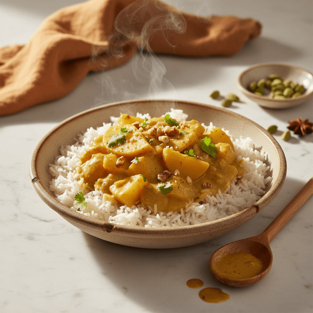 Curry de légumes aux pommes et noix de coco