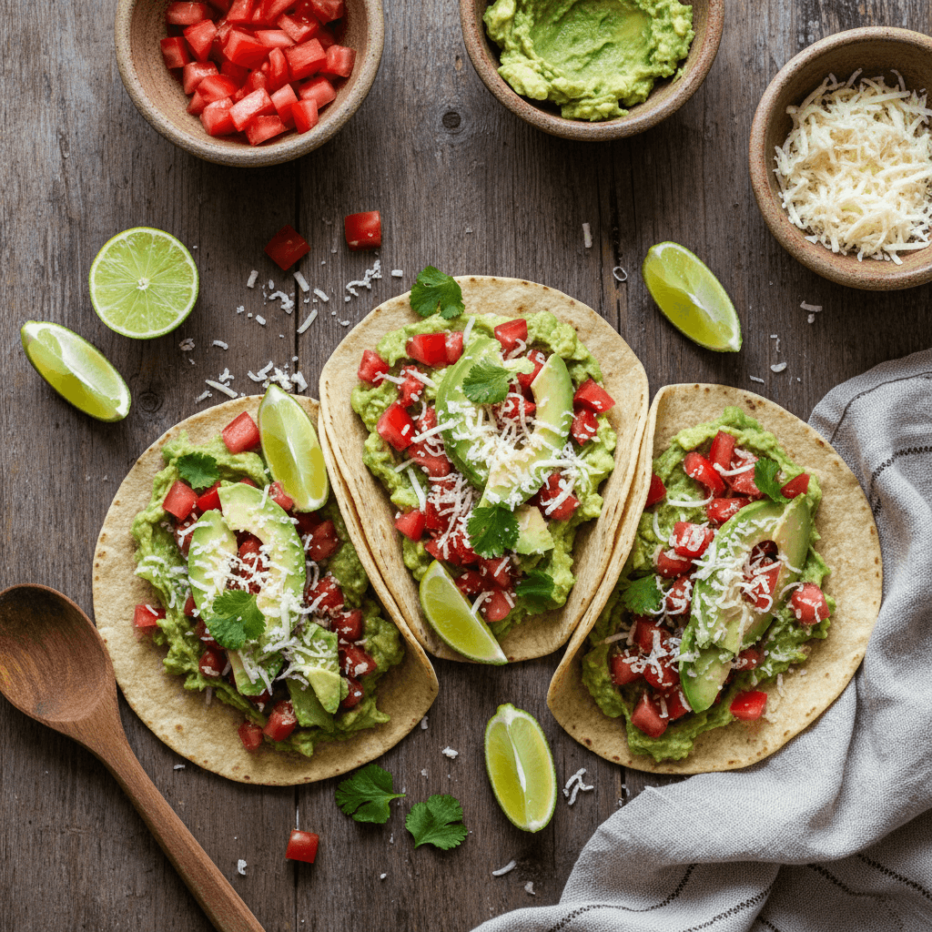 Tacos Végétariens aux Tomates et Avocat