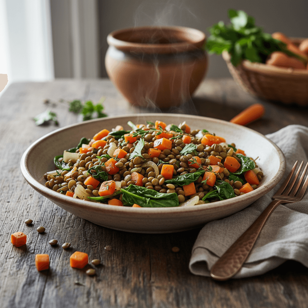 Gemüsepfanne mit Linsen