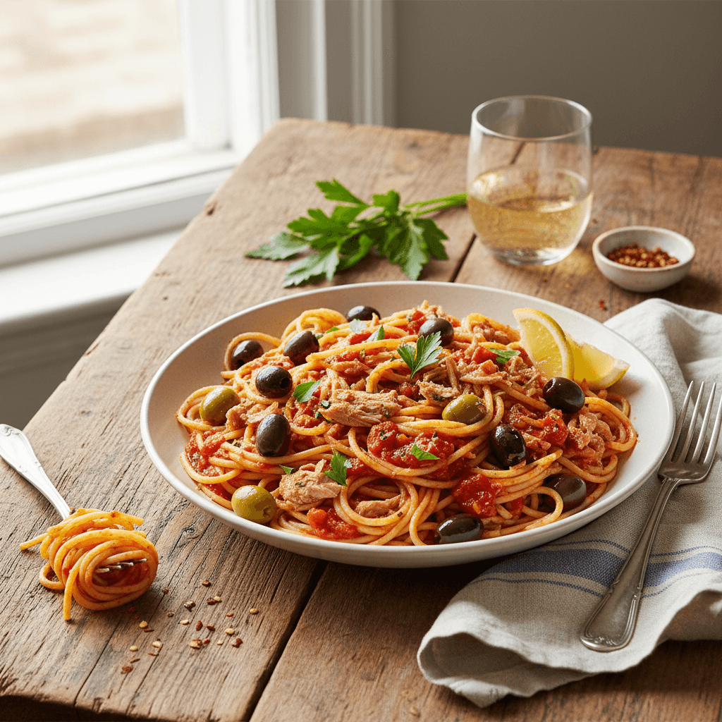 Spaghetti with Tuna and Olives