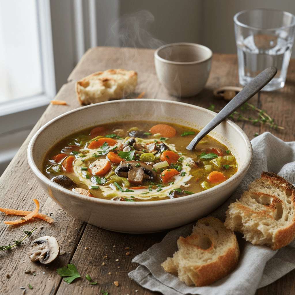 Rustic Carrot and Mushroom Soup