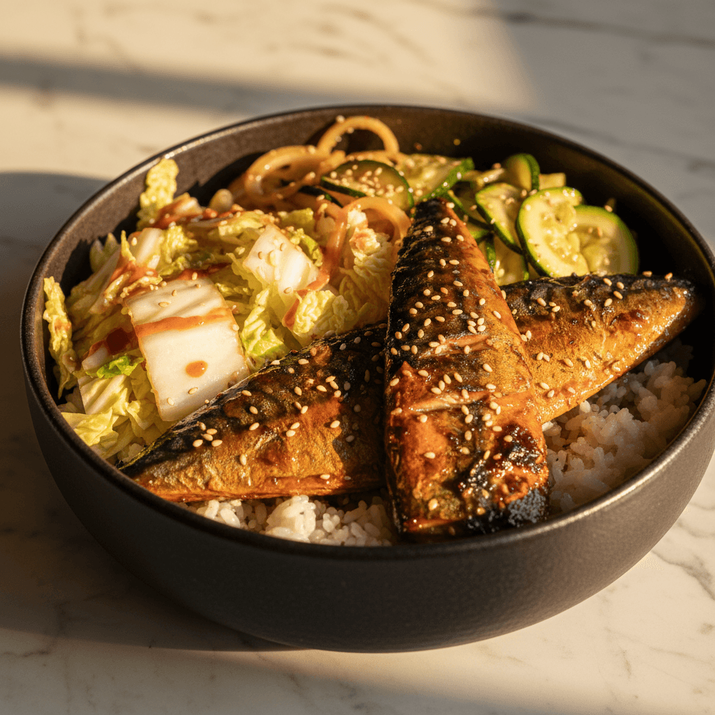 Bowl de maquereau grillé à la coréenne