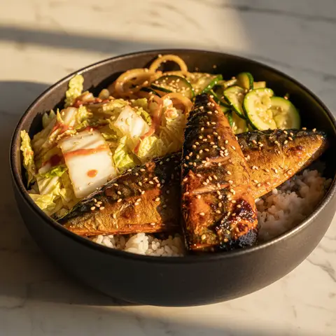 Bowl de maquereau grillé à la coréenne