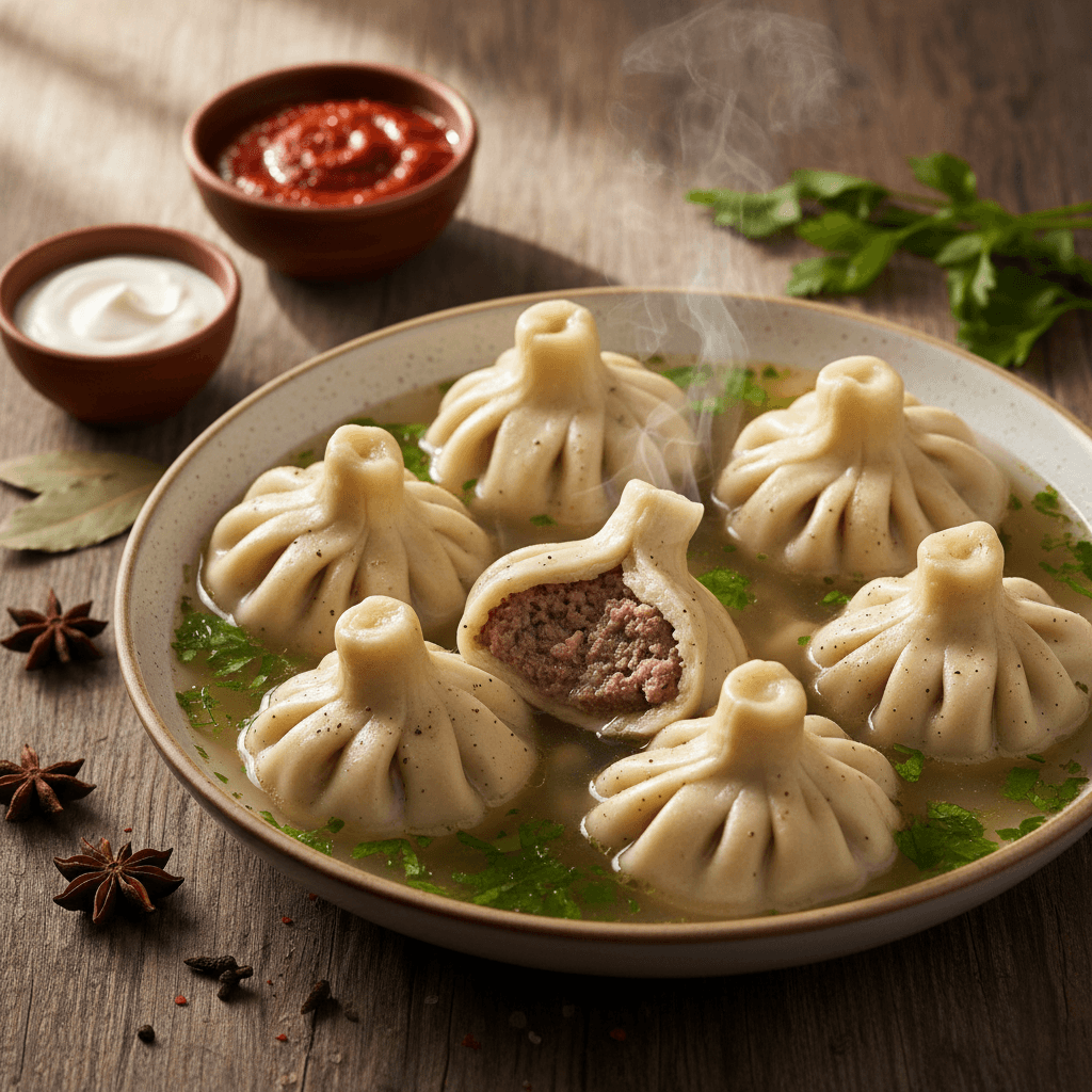 Khachapuri Khinkali (Georgian Meat Dumplings)