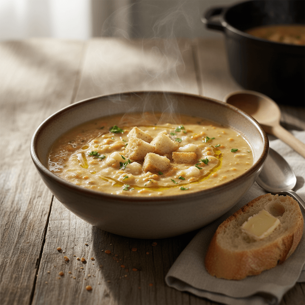 Cremige Blumenkohl-Linsen-Suppe