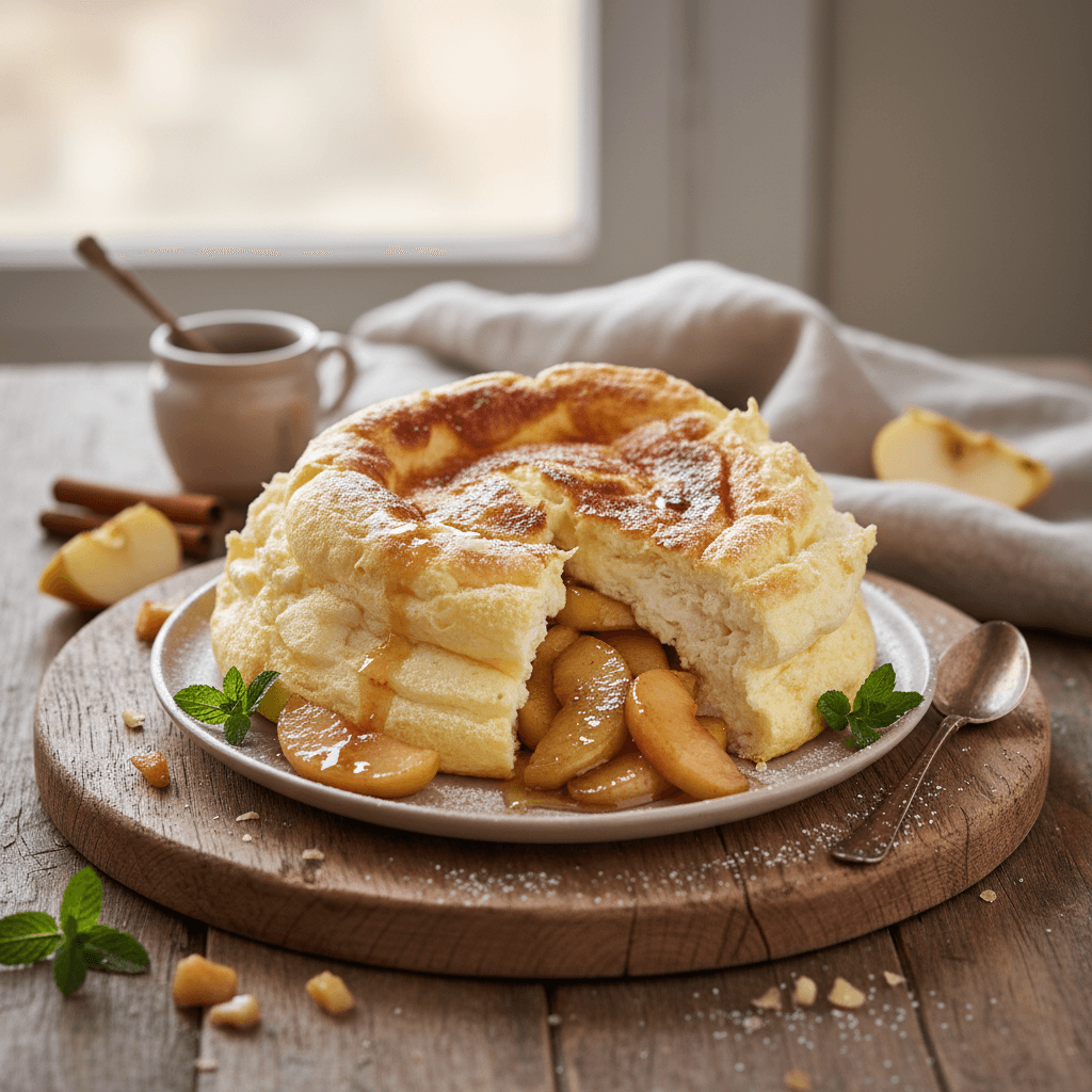 Fluffy Apple Soufflé Omelette with Caramelized Apples