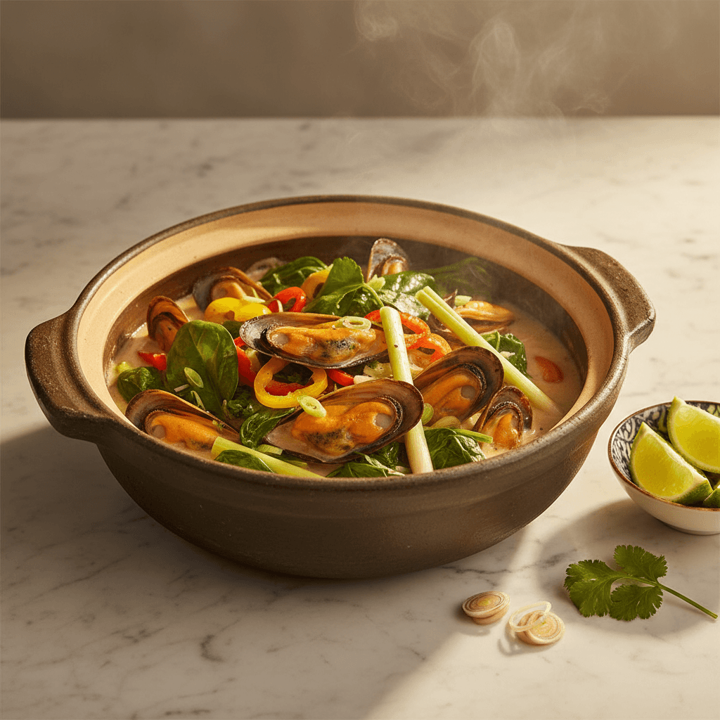 Moules à la thaïe au lait de coco et citronnelle