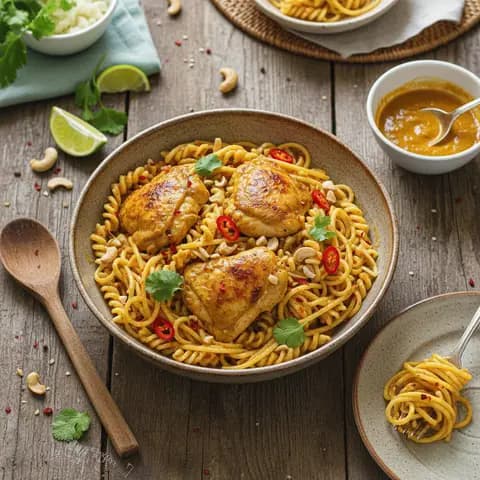 Poulet Curry Rapide aux Pâtes