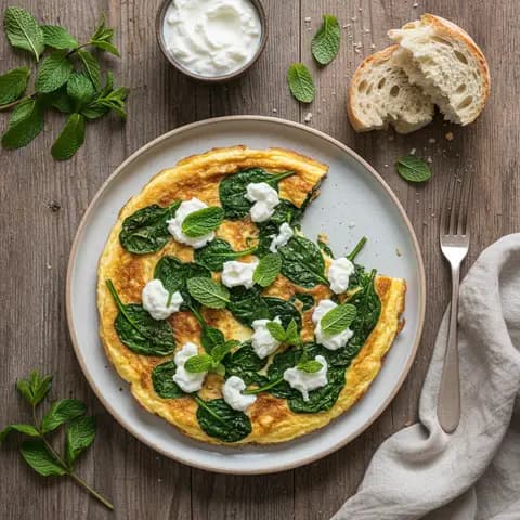 Omelette turque aux épinards et menthe