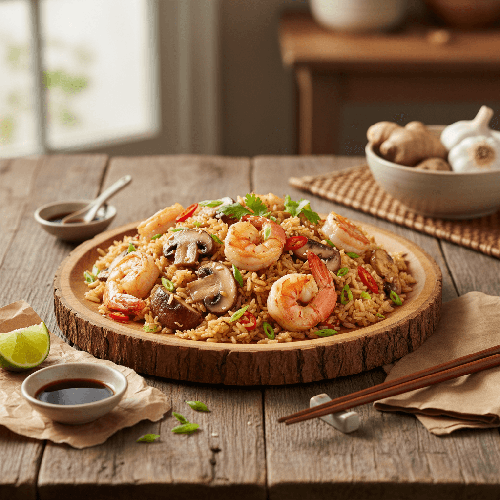 Shrimp and Mushroom Fried Rice