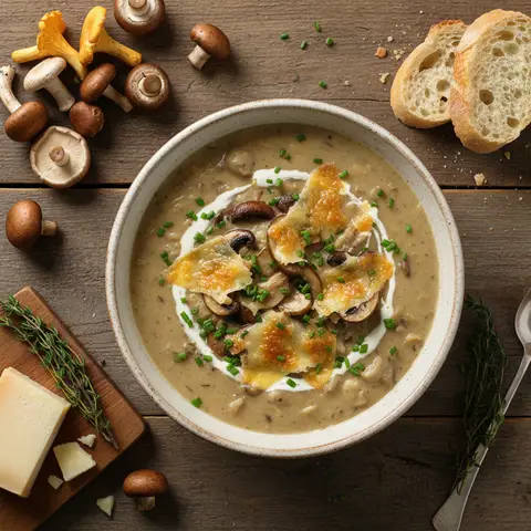 Velouté de champignons au gruyère