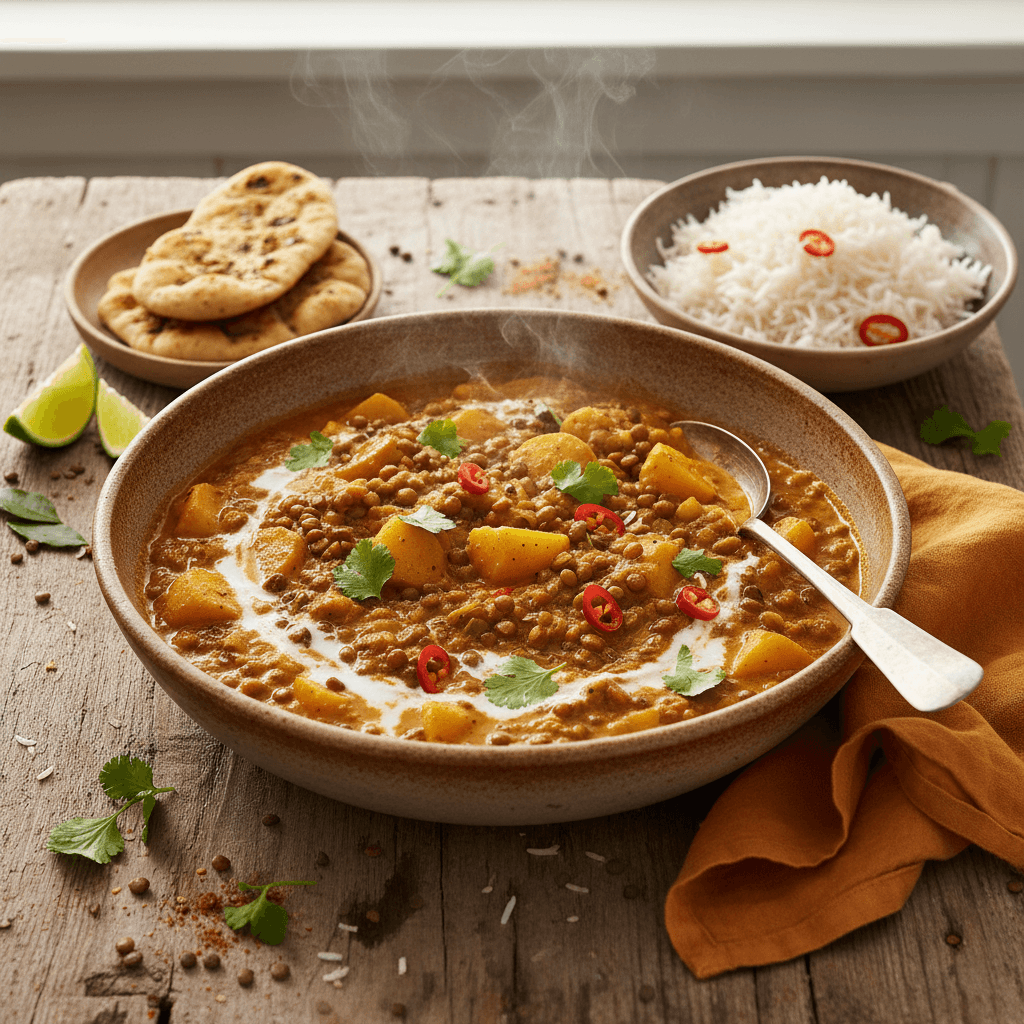 Curry mit Kartoffeln und Linsen