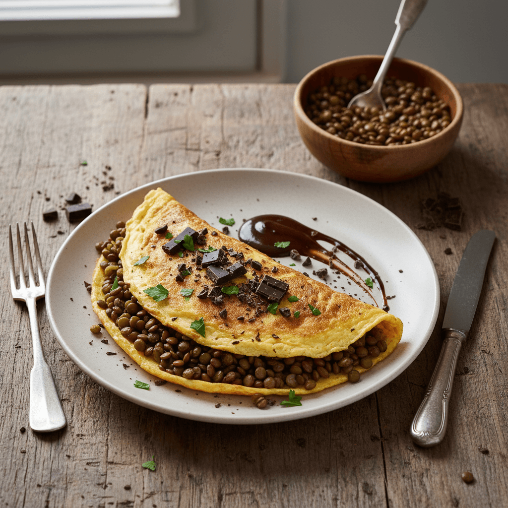 Lentil and Dark Chocolate Omelette (Sweet and Savory Fusion)