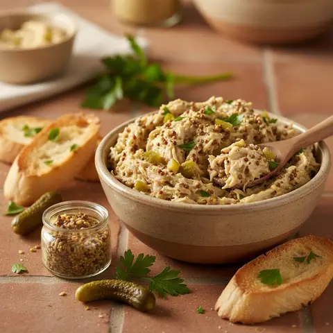 Rillettes de dinde aux cornichons et moutarde