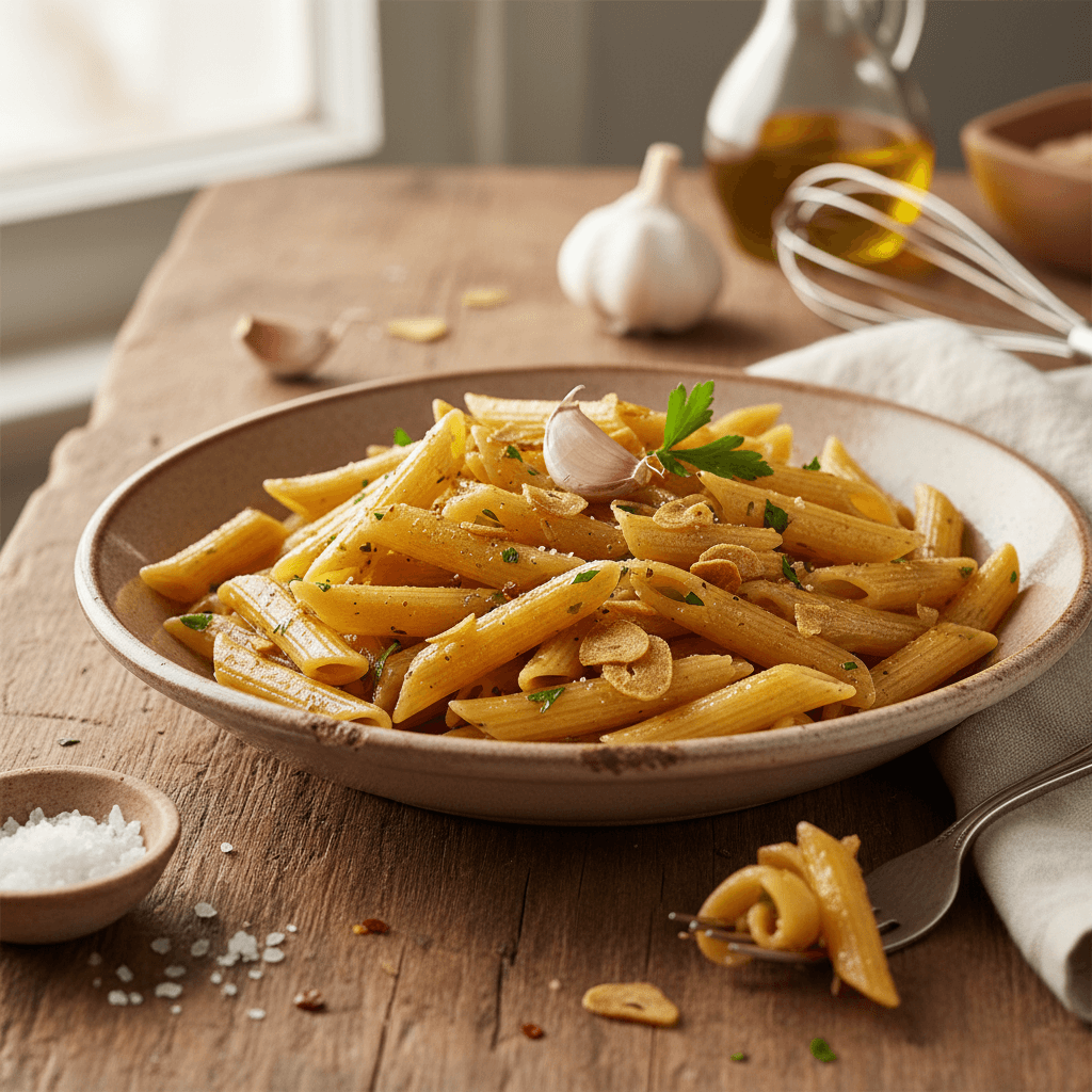 Penne mit Knoblauch und Olivenöl