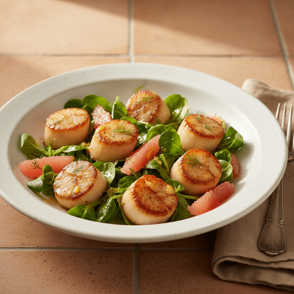 Salade de Saint-Jacques poêlées aux agrumes