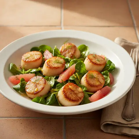 Salade de Saint-Jacques poêlées aux agrumes