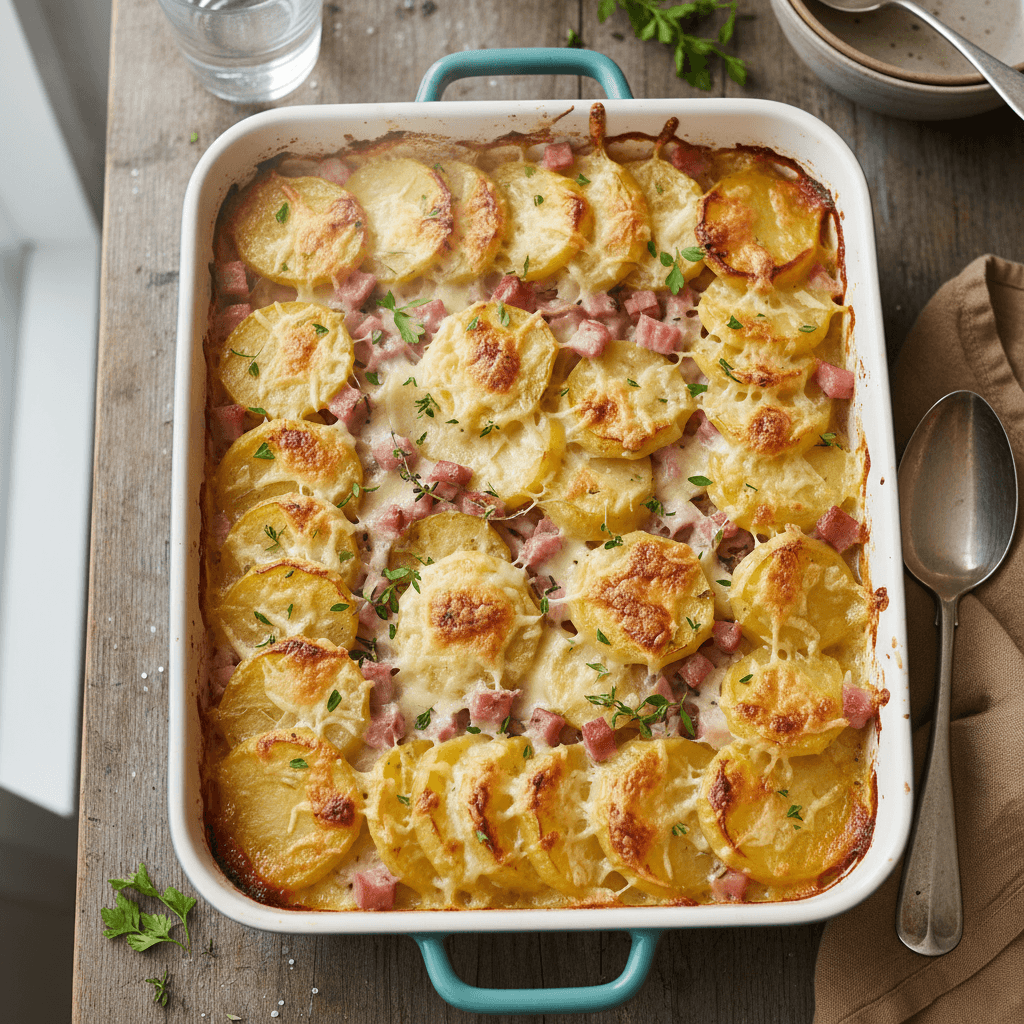 Kartoffelauflauf mit Schinken und Gruyère