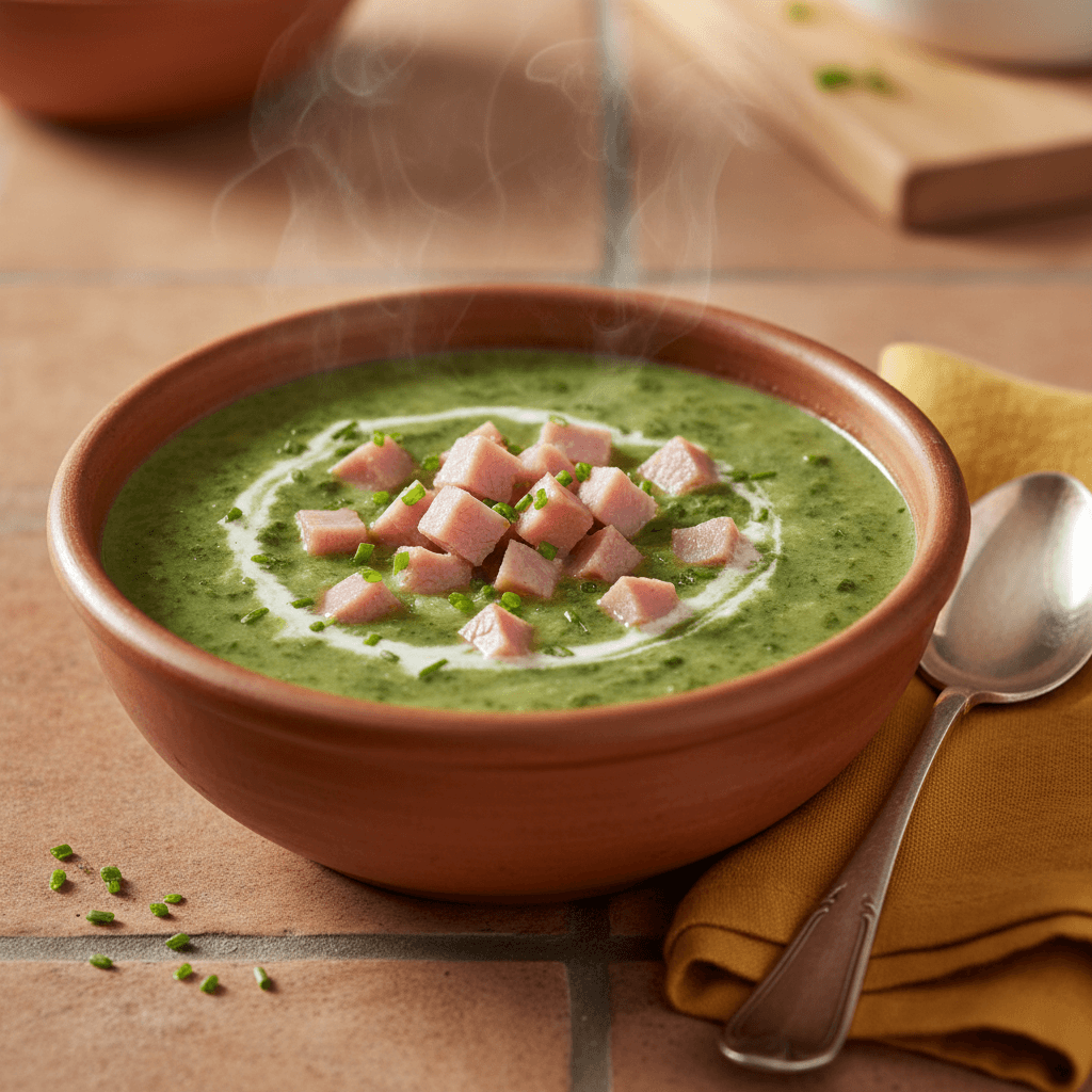 Soupe Crémeuse Pommes-Épinards et Jambon