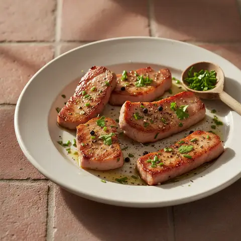 Jambon poêlé aux herbes et poivre