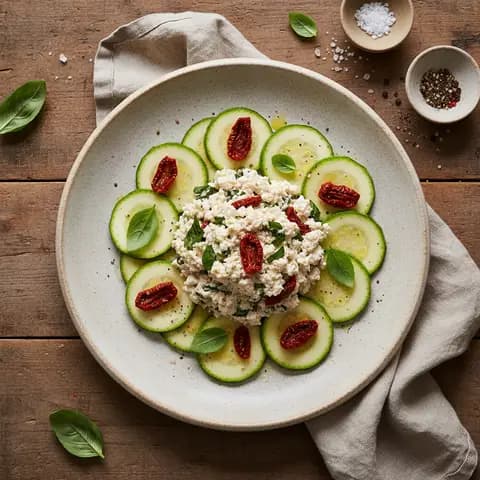 Tartare de tofu soyeux aux tomates séchées et basilic