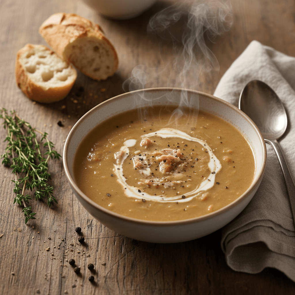 Cremige Schinkensuppe mit schwarzem Pfeffer